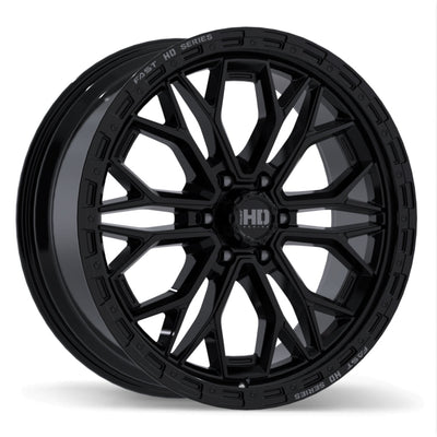 Fast HD - Muramasa - Black - Gloss Black with Grey Milling - 22" x 9", 26 Offset, 6x139.7 (Bolt pattern), 78.0mm HUB