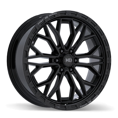 Fast HD - Muramasa - Black - Gloss Black with Grey Milling - 24" x 9.5", 28 Offset, 6x139.7 (Bolt pattern), 106.10mm HUB