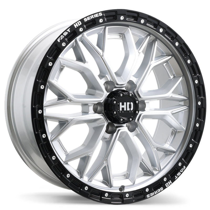Fast HD - Muramasa - Silver - Gloss Silver with Black Lip - 20" x 9", 30 Offset, 6x135 (Bolt pattern), 87.1mm HUB