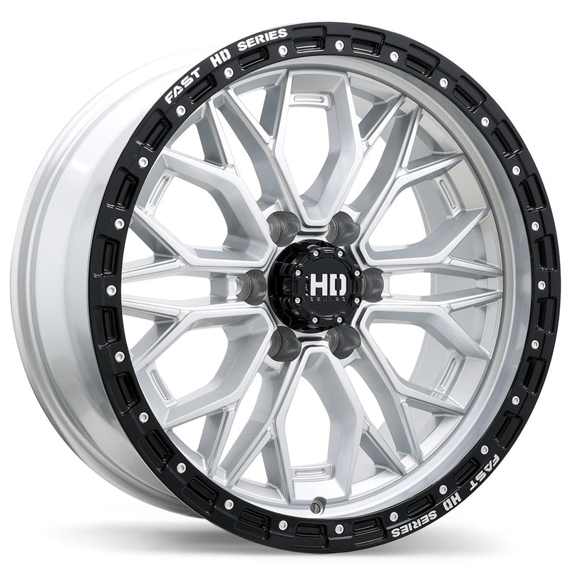 Fast HD - Muramasa - Silver - Gloss Silver with Black Lip - 20" x 9", 0 Offset, 6x139.7 (Bolt pattern), 106.1mm HUB