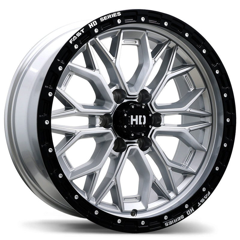 Fast HD - Muramasa - Silver - Gloss Silver with Black Lip - 20" x 9", 0 Offset, 6x139.7 (Bolt pattern), 84.20mm HUB
