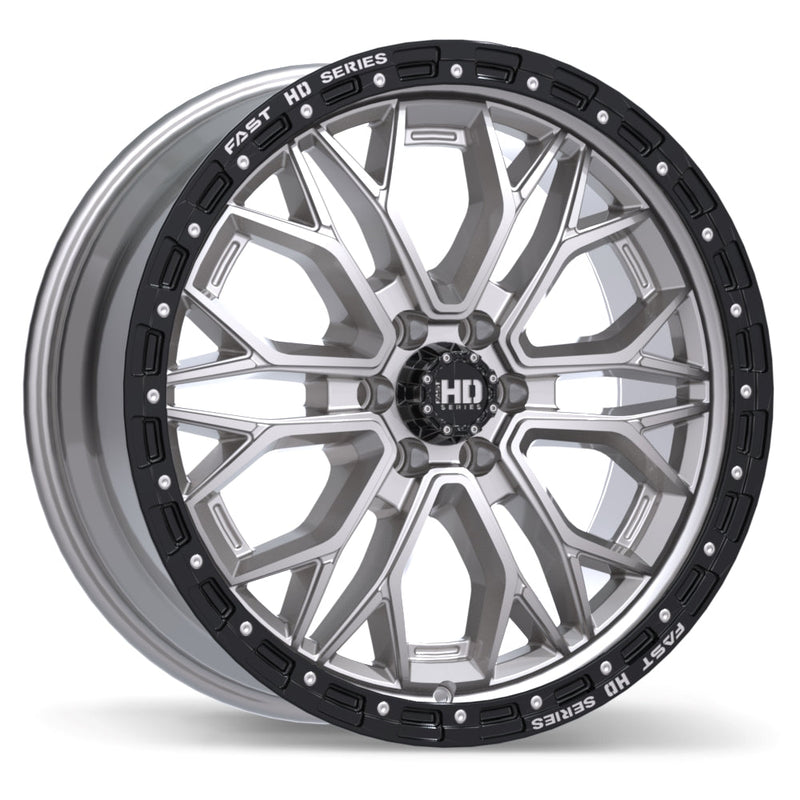 Fast HD - Muramasa - Silver - Gloss Silver with Black Lip - 20" x 9", 30 Offset, 6x114.3 (Bolt pattern), 66.1mm HUB