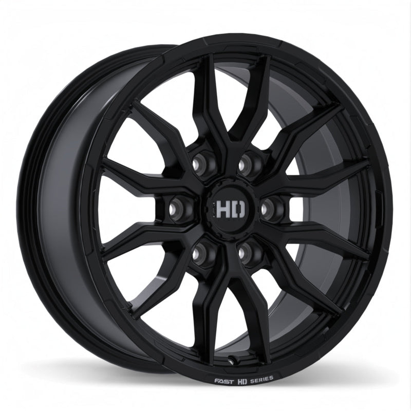 Fast HD - Grit - Black - Satin Black with Milling - 17" x 8", 24 Offset, 6x139.7 (Bolt pattern), 106.1mm HUB
