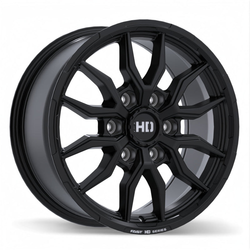 Fast HD - Grit - Black - Satin Black with Milling - 17" x 8", 45 Offset, 6x139.7 (Bolt pattern), 93.1mm HUB