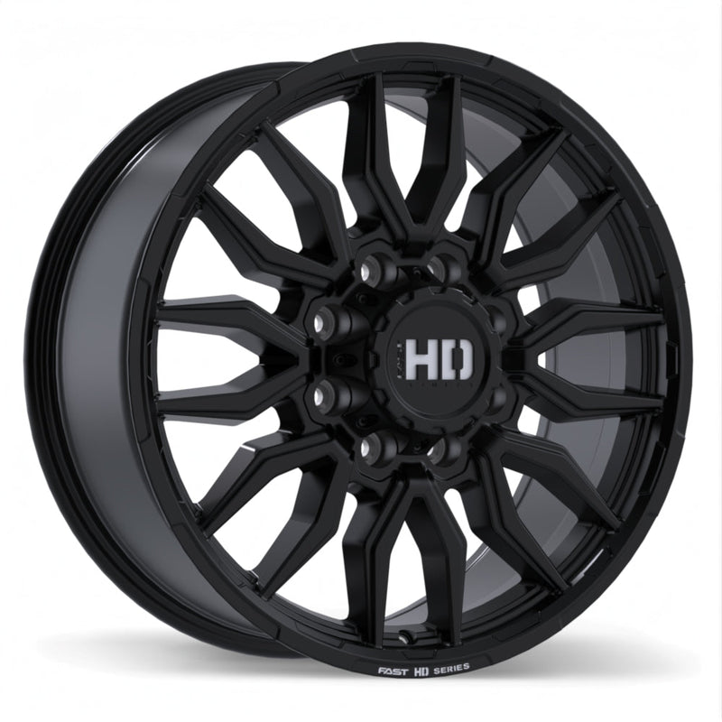 Fast HD - Grit - Black - Satin Black with Milling - 20" x 8.5", 54 Offset, 8x165.1 (Bolt pattern), 121.1mm HUB