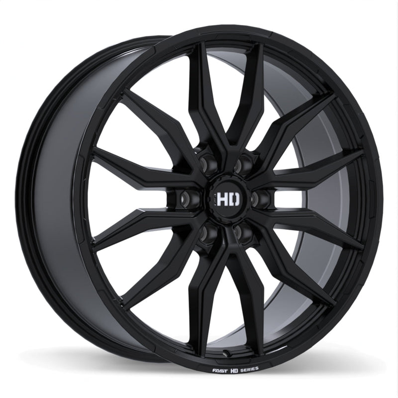 Fast HD - Grit - Black - Satin Black with Milling - 22" x 9.5", 44 Offset, 6x135 (Bolt pattern), 87.1mm HUB