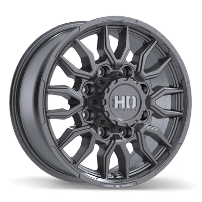 Fast HD - Grit - Gunmetal - Satin Gunmetal with Milling - 18" x 8.5", 40 Offset, 8x170 (Bolt pattern), 125.10mm HUB