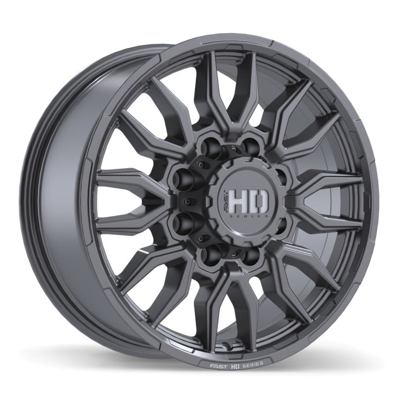 Fast HD - Grit - Gunmetal - Satin Gunmetal with Milling - 18" x 8.5", 57 Offset, 8x165.1 (Bolt pattern), 121.1mm HUB
