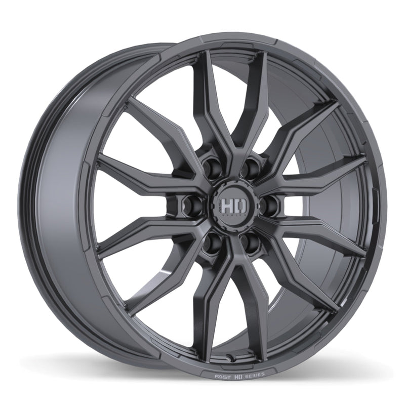 Fast HD - Grit - Gunmetal - Satin Gunmetal with Milling - 20" x 9", 44 Offset, 6x135 (Bolt pattern), 87.1mm HUB