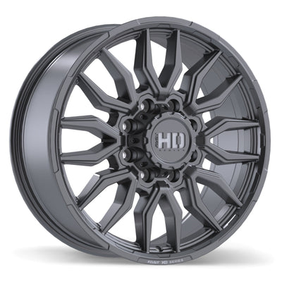 Fast HD - Grit - Gunmetal - Satin Gunmetal with Milling - 20" x 8.5", 47 Offset, 8x180 (Bolt pattern), 124.4mm HUB
