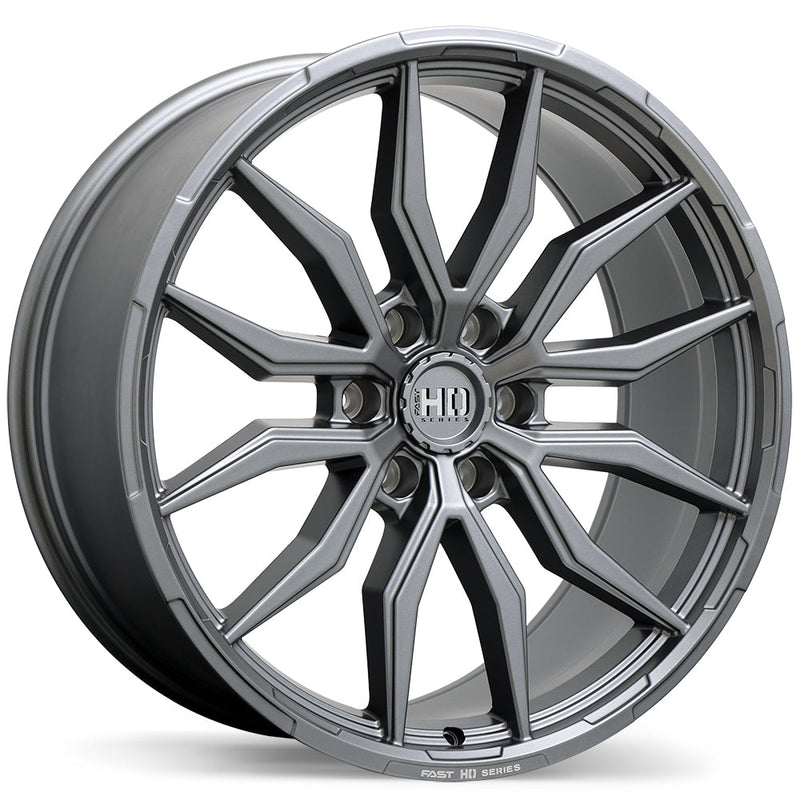Fast HD - Grit - Gunmetal - Satin Gunmetal with Milling - 22" x 9.5", 44 Offset, 6x135 (Bolt pattern), 87.1mm HUB