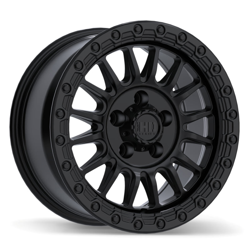 Fast HD - Surge - Black - Satin Black with Gloss Black Lip - 17" x 8.5", 24 Offset, 5x127 (Bolt Pattern), 71.5mm HUB