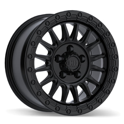 Fast HD - Surge - Black - Satin Black with Gloss Black Lip - 18" x 8.5", 40 Offset, 5x127 (Bolt Pattern), 71.5mm HUB