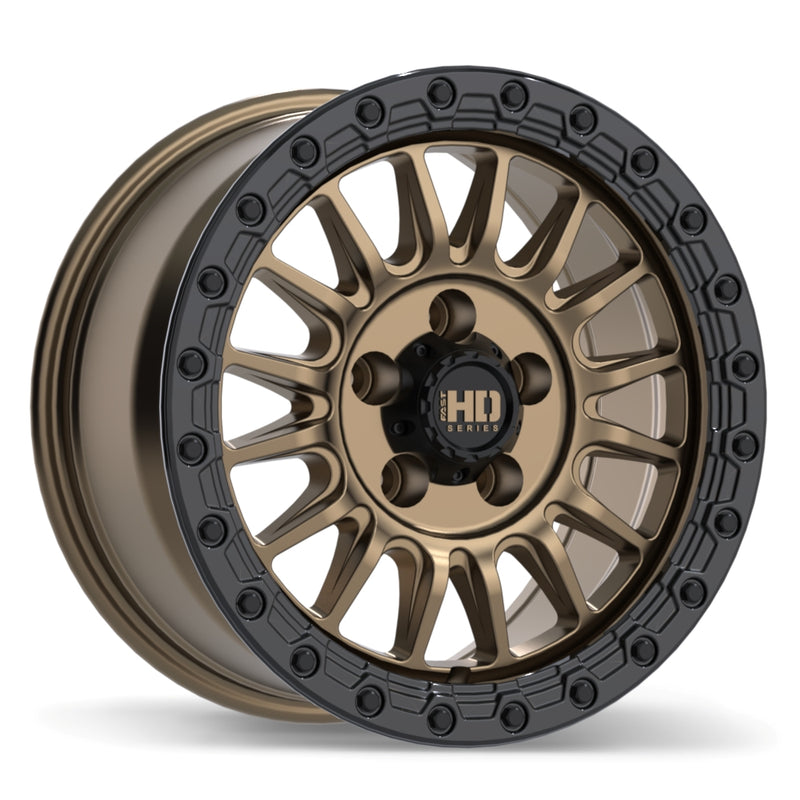 Fast HD - Surge - Bronze - Satin Bronze with Gloss Black Lip - 17" x 8.5", 24 Offset, 5x127 (Bolt Pattern), 71.5mm HUB