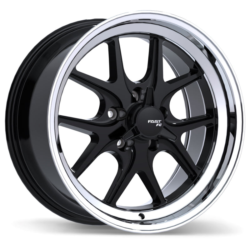 Fast Wheels - FC04V - Black - Gloss Black with Machined Lip - 17" x 9", 20 Offset, 5x114.3 (Bolt pattern), 71.5mm HUB
