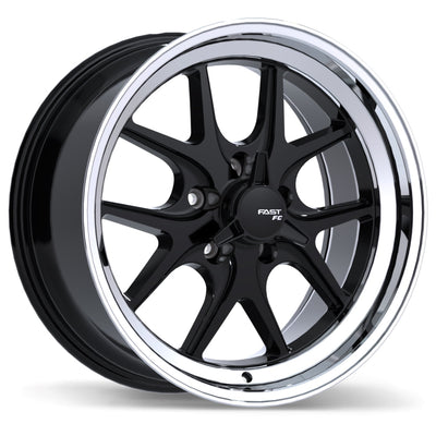Fast Wheels - FC04V - Black - Gloss Black with Machined Lip - 18" x 9", 10 Offset, 5x120.65 (Bolt pattern), 70.7mm HUB