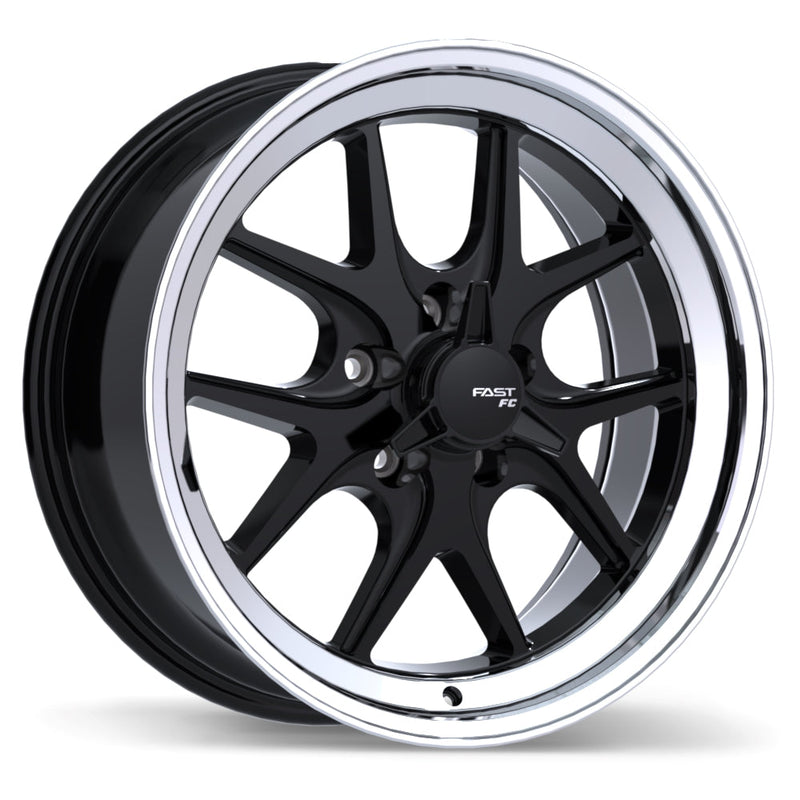 Fast Wheels - FC04V - Black - Gloss Black with Machined Lip - 17" x 8", 0 Offset, 5x114.3 (Bolt pattern), 70.6mm HUB