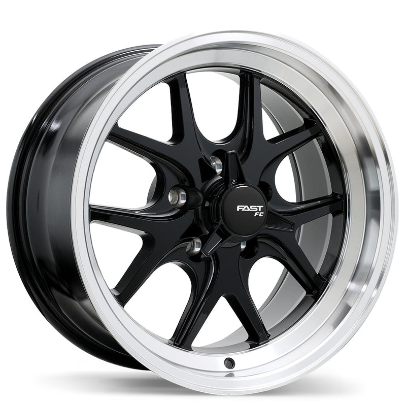 Fast Wheels - FC04V - Black - Gloss Black with Machined Lip - 17" x 9", 5 Offset, 5x114.3 (Bolt pattern), 71.5mm HUB