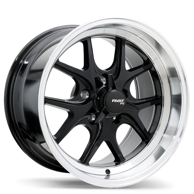 Fast Wheels - FC04V - Black - Gloss Black with Machined Lip - 17" x 10.5", 0 Offset, 5x114.3 (Bolt pattern), 71.5mm HUB