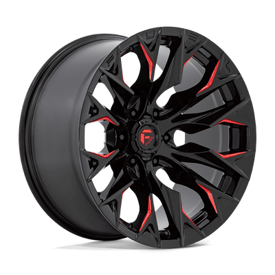 Fuel - D823 FLAME - Black - Gloss Black Milled with Candy Red - 20" x 9", 20 Offset, 8x180 (Bolt pattern), 124.2mm HUB