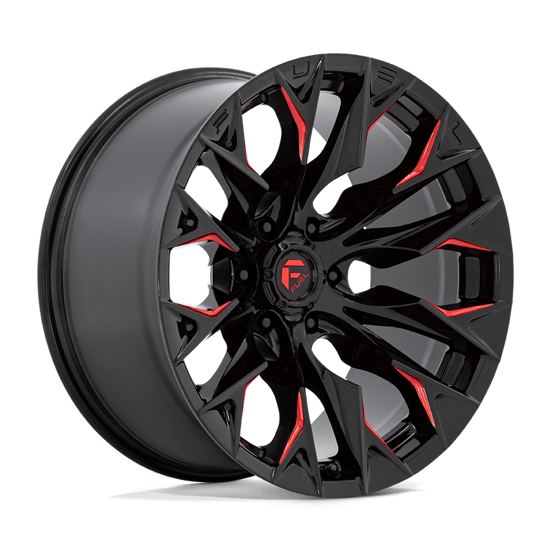 Fuel - D823 FLAME - Black - Gloss Black Milled with Candy Red - 20" x 9", 20 Offset, 8x165.1 (Bolt pattern), 125.1mm HUB