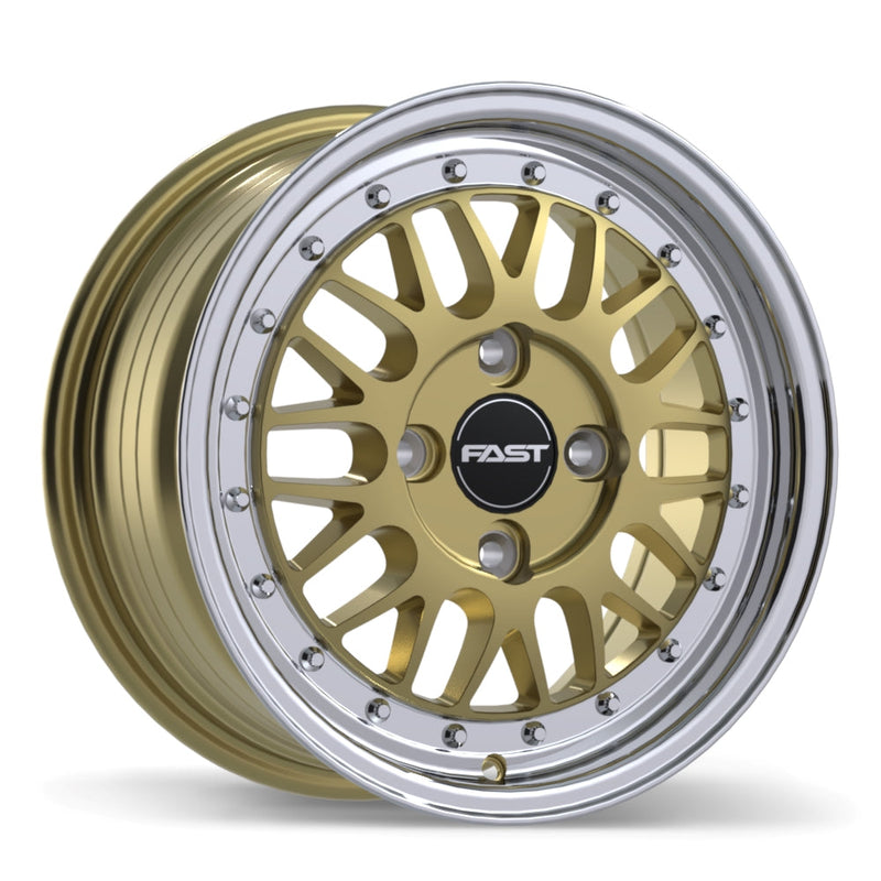 Fast Wheels - FR01 - Gold - Gloss Gold with Machined Lip - 15" x 7", 25 Offset, 4x110 (Bolt pattern), 72.6mm HUB