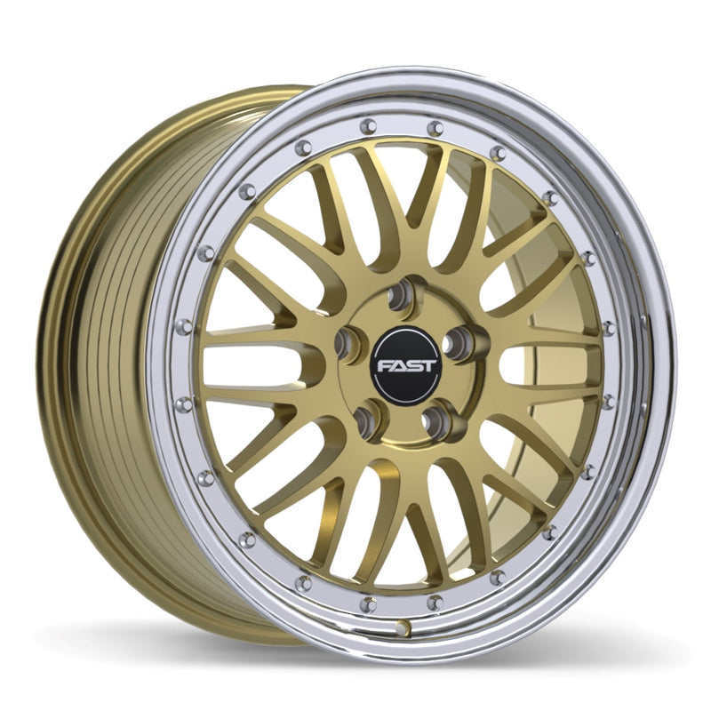Fast Wheels - FR01 - Gold - Gloss Gold with Machined Lip - 18" x 8.5", 35 Offset, 5x114.3 (Bolt pattern), 72.6mm HUB