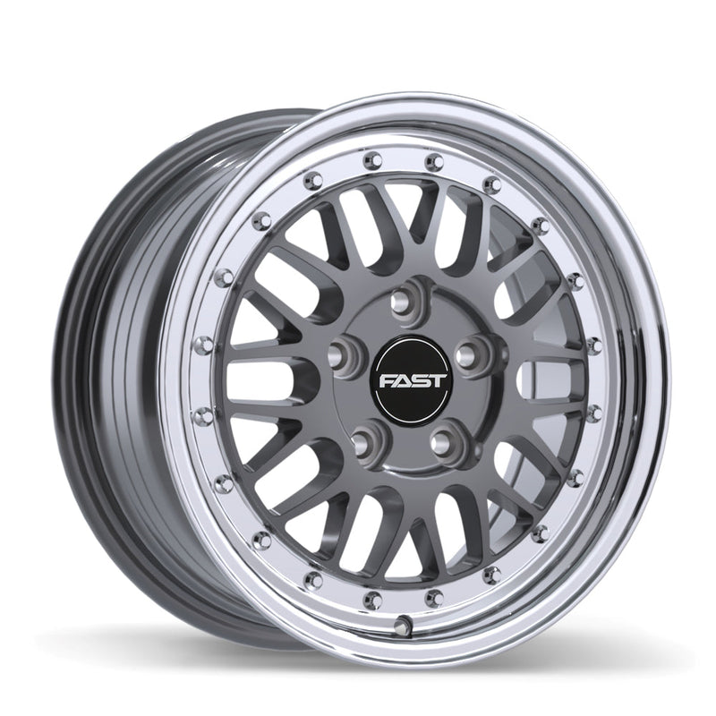Fast Wheels - FR01 - Gunmetal - Gloss Gunmetal with Machined Lip - 15" x 7", 40 Offset, 5x108 (Bolt pattern), 72.6mm HUB
