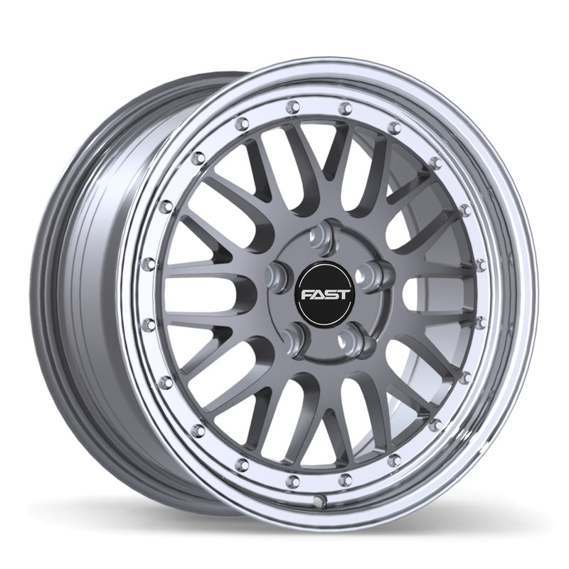 Fast Wheels - FR01 - Gunmetal - Gloss Gunmetal with Machined Lip - 17" x 8", 35 Offset, 5x105 (Bolt pattern), 72.6mm HUB