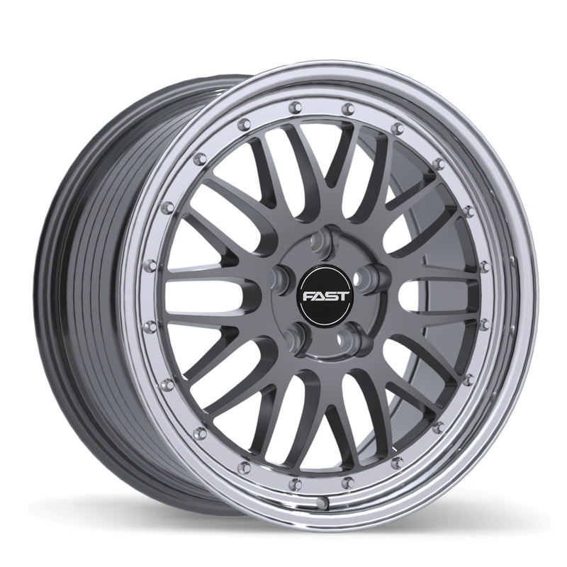 Fast Wheels - FR01 - Gunmetal - Gloss Gunmetal with Machined Lip - 18" x 8.5", 45 Offset, 5x120.65 (Bolt pattern), 72.6mm HUB