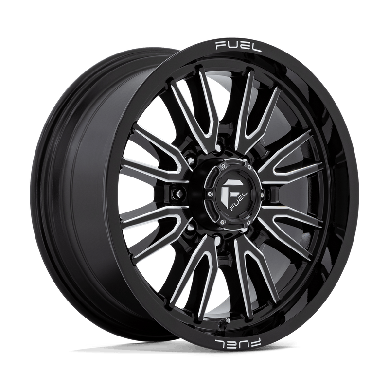Fuel - D761 CLASH - Black - Gloss Black Milled - 20" x 9", 20 Offset, 8x180 (Bolt pattern), 124.2mm HUB