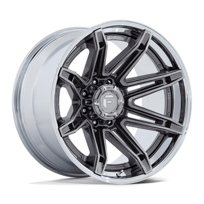 Fuel - FC401 BRAWL - Grey - Platinum with Chrome Lip - 22" x 10", -18 Offset, 8x165.1 (Bolt pattern), 125.10mm HUB