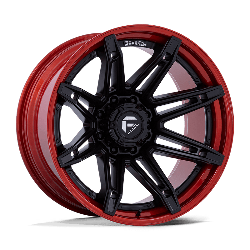 Fuel - FC401 BRAWL - Black - Matte Black with Candy Red Lip - 24" x 12", -44 Offset, 8x180 (Bolt pattern), 124.2mm HUB