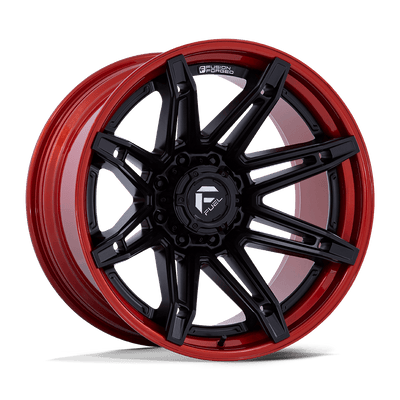 Fuel - FC401 BRAWL - Black - Matte Black with Candy Red Lip - 24" x 12", -44 Offset, 6x135 (Bolt pattern), 87.1mm HUB