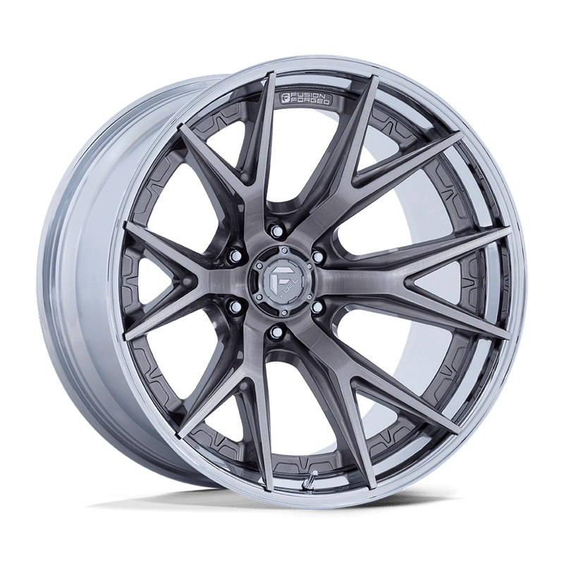 Fuel - FC402 CATALYST - Grey - Platinum with Chrome Lip - 22" x 12", -44 Offset, 6x139.7 (Bolt pattern), 106.1mm HUB