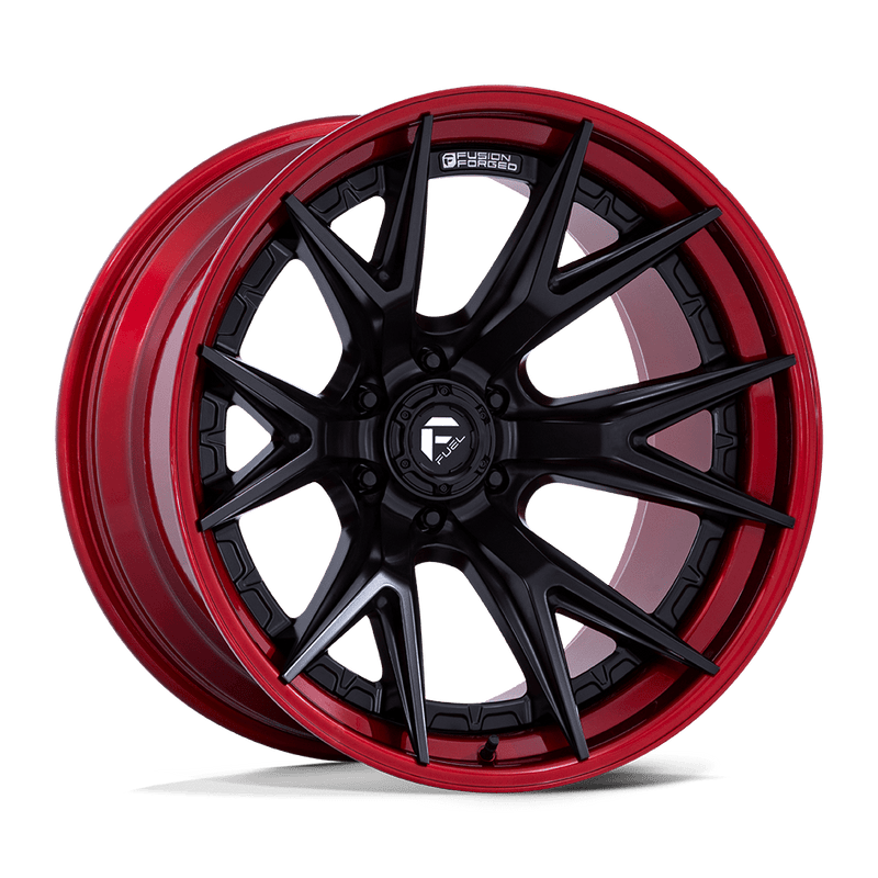 Fuel - FC402 CATALYST - Black - Matte Black with Candy Red Lip - 20" x 9", 1 Offset, 8x180 (Bolt pattern), 124.20mm HUB