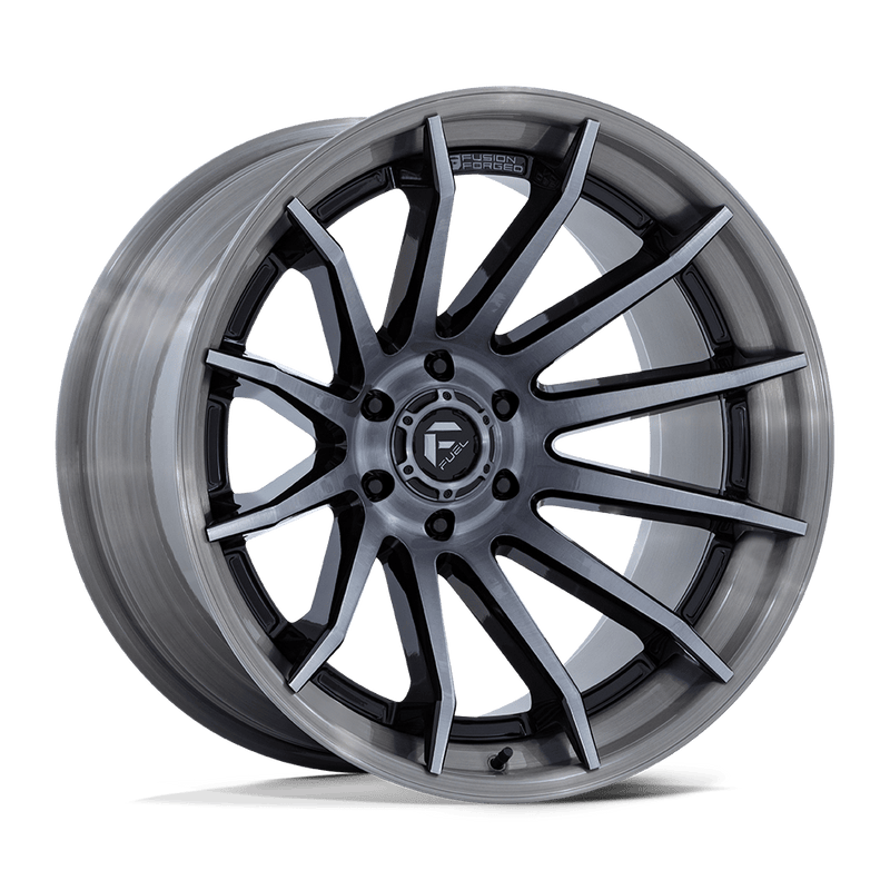 Fuel - FC403 BURN - Black - Gloss Black with Brushed Gray Tint Face & Lip - 24" x 12", -44 Offset, 5x127 (Bolt pattern), 71.5mm HUB