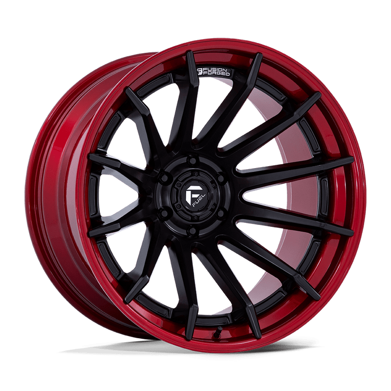 Fuel - FC403 BURN - Black - Matte Black with Candy Red Lip - 20" x 9", 1 Offset, 6x135 (Bolt pattern), 87.10mm HUB