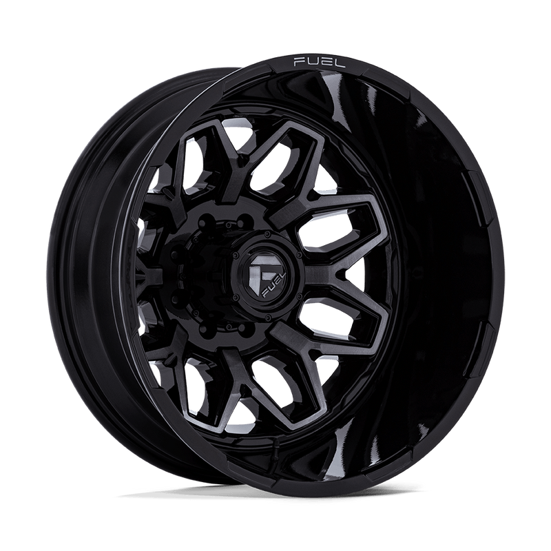 Fuel - D875 FLUX DUALLY - Black - Gloss Black Brush-Fc Gray Tint - 20" x 8.25", -265 Offset, 8x165.1 (Bolt pattern), 121.50mm HUB