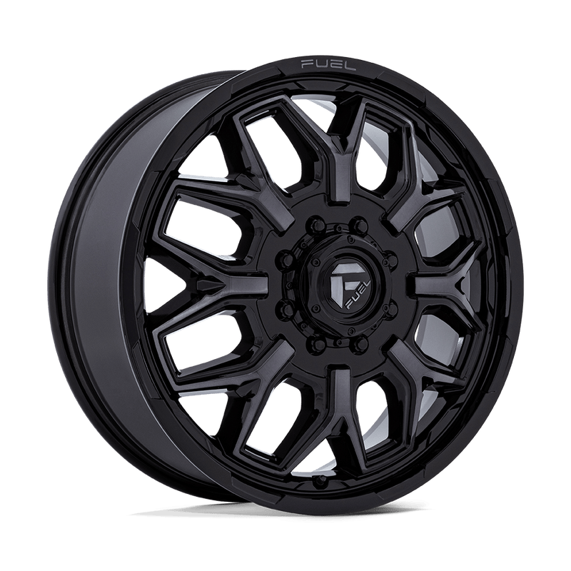 Fuel - D875 FLUX DUALLY - Black - Gloss Black Brush-Fc Gray Tint - 20" x 8.25", 104 Offset, 8x165.1 (Bolt pattern), 121.50mm HUB