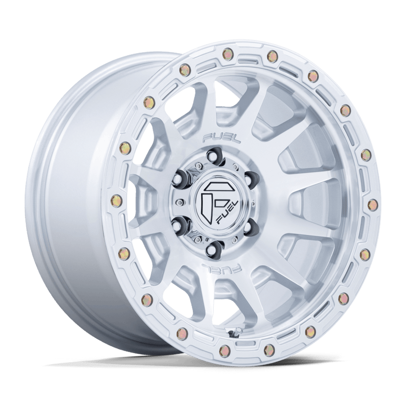 Fuel - FORTRESS - Silver - Gloss Silver with Machined Face - 17" x 9", -12 Offset, 6x139.7 (Bolt pattern), 106.10mm HUB