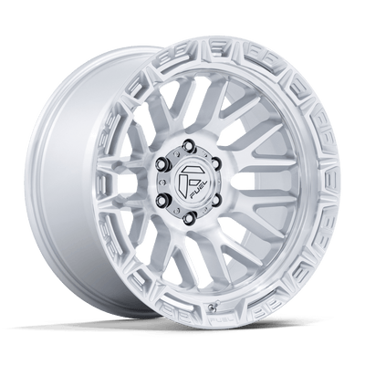 Fuel - RAIL - Silver - Gloss Silver with Machined Face - 20" x 9", 1 Offset, 6x135 (Bolt pattern), 87.10mm HUB