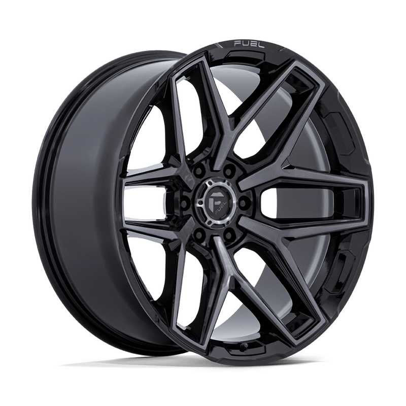 Fuel - FLUX - Black - Gloss Black Brushed Face Gray Dddt - 24" x 10", 0 Offset, 6x139.7 (Bolt pattern), 106.10mm HUB