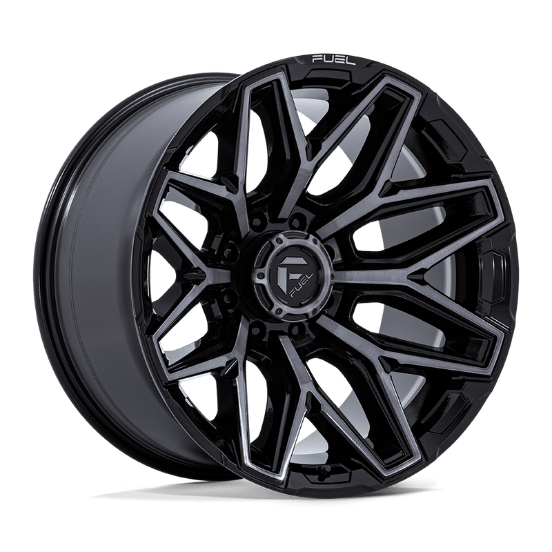 Fuel - FLUX - Black - Gloss Black Brushed Face with Gray Tint - 22" x 12", -44 Offset, 8x165.1 (Bolt pattern), 125.10mm HUB