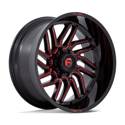 Fuel - D808 HURRICANE - Black - Gloss Black Milled Red Tint - 24" x 12", -44 Offset, 8x170 (Bolt pattern), 125.1mm HUB