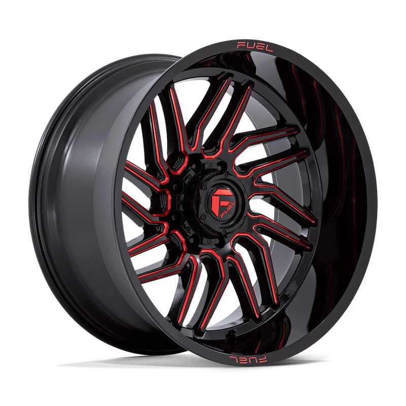 Fuel - D808 HURRICANE - Black - Gloss Black Milled Red Tint - 24" x 12", -44 Offset, 8x170 (Bolt pattern), 125.1mm HUB