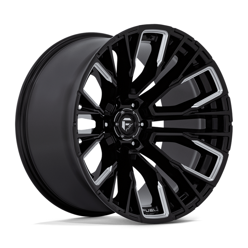 Fuel - D849 REBAR - Black - Gloss Black Milled - 22" x 12", -44 Offset, 6x139.7 (Bolt pattern), 106.1mm HUB
