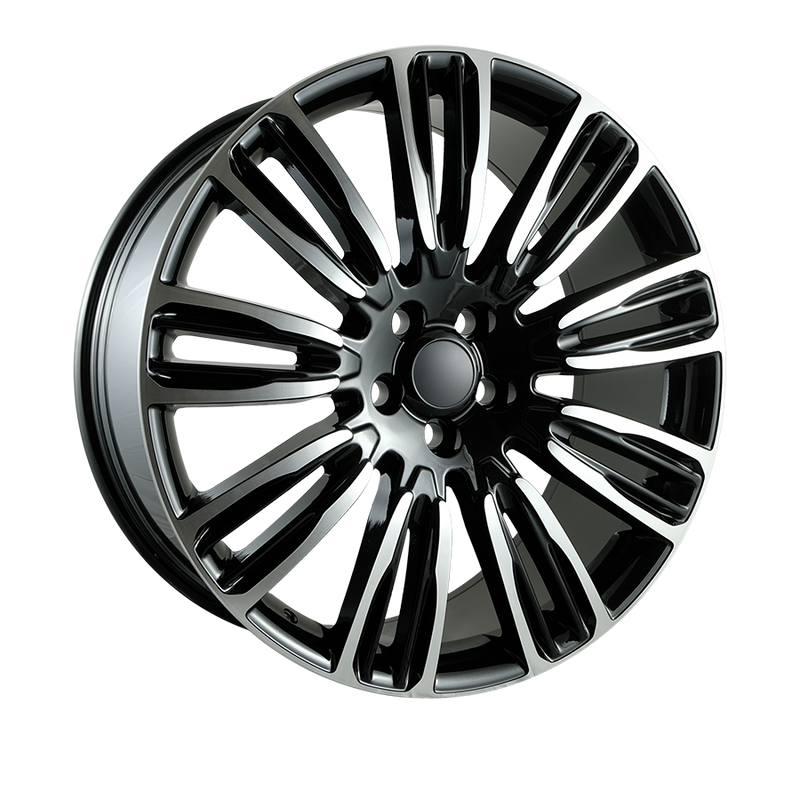 OE+ - LR02 - Black - Black Machined Face - 22" x 9.5", 45 Offset, 5x120 (Bolt pattern), 72.6mm HUB