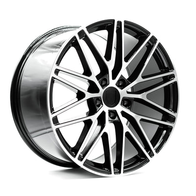 OE+ - P01 - Black - Gloss Black Machined Face - 21" x 9.5", 46 Offset, 5x130 (Bolt pattern), 71.60mm HUB