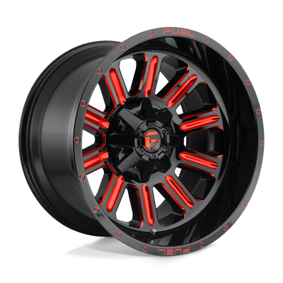 Fuel - D621 HARDLINE - Gloss Black Red Tinted Clear - 22" x 12", -44 Offset, 8x165.1 (Bolt pattern), 125.1mm HUB